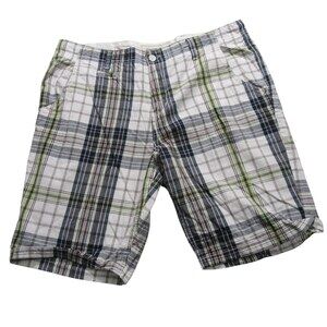 Abercrombie Fitch Mens Cargo Shorts 38 Multicolored Plaid Stretch Elastic